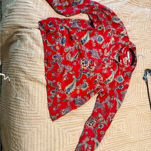Alfred Dunner Red and Blue Paisley Blouse